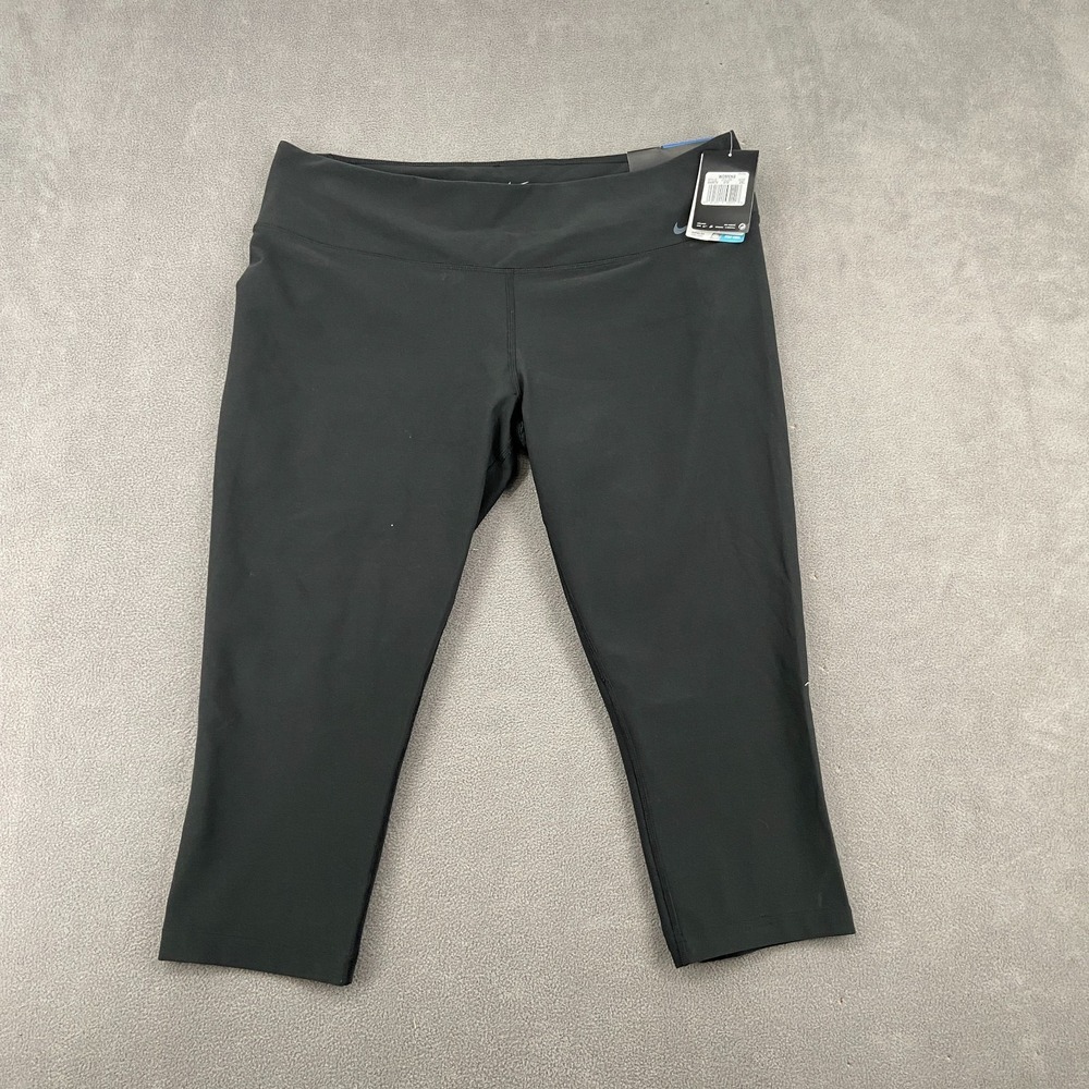 Nike Dri Fit Crop Leggings Womens 2XL Black Stretch Moisture Wicking Tight Fit